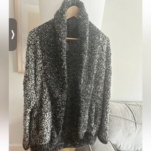 Mark Chunky Slouchy Black Wool Blend Open Cardigan Sweater Size XL